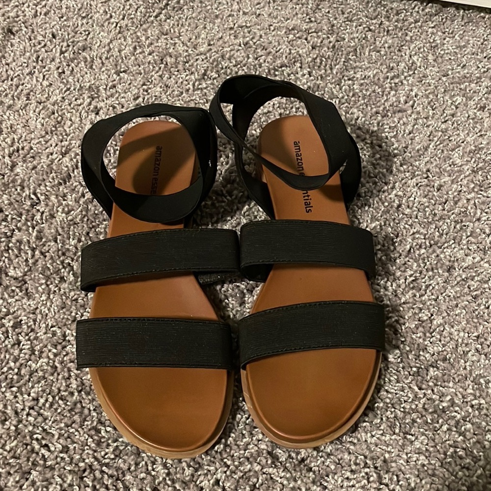 Black Strapped Flat Sandals